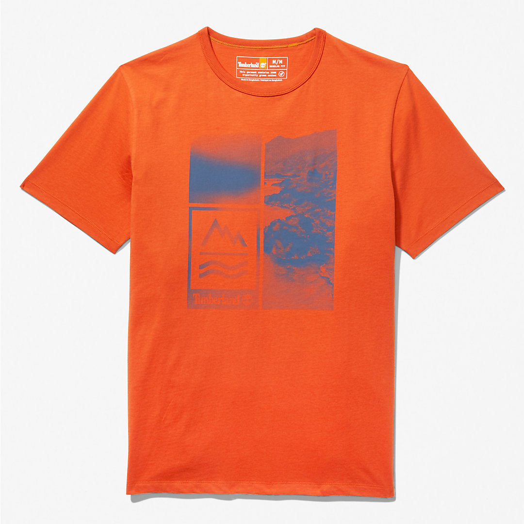 Timberland Classic - Mountains-to-Rivers Print T-Shirt for Men in Orange