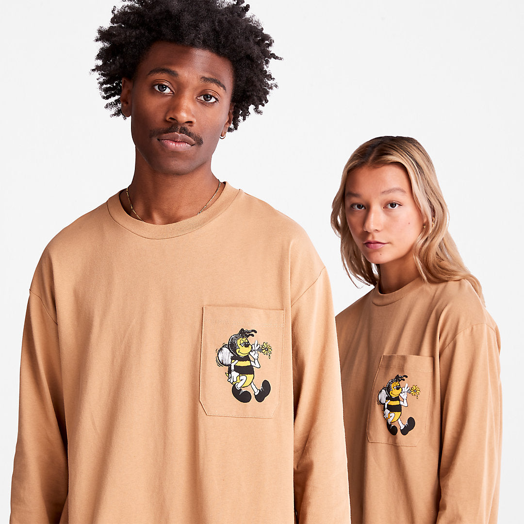 Timberland Trusted - Bee Line x Timberland® Back-graphic Long-sleeved T-Shirt in Brown