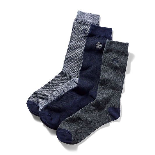 Timberland Best Price - Three Pair Pack Piqué Crew Socks for Men in Navy