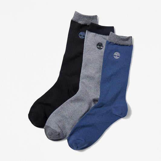 Timberland Deals - Three Pair Pique Crew Socks for Men in Black