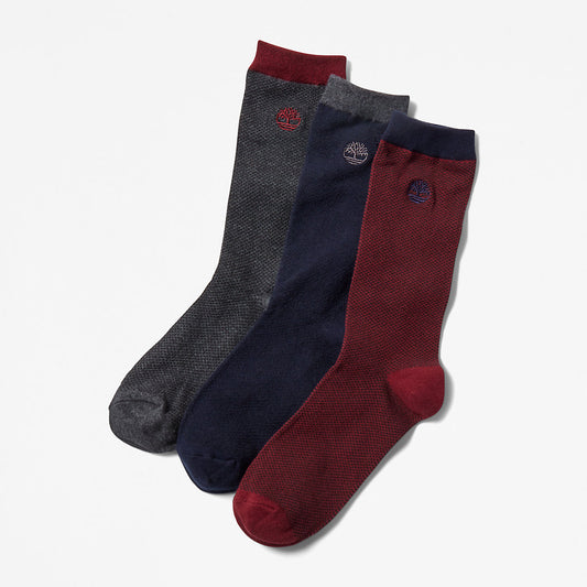 Timberland Trending - Three Pair Pique Crew Socks for Men in Blue