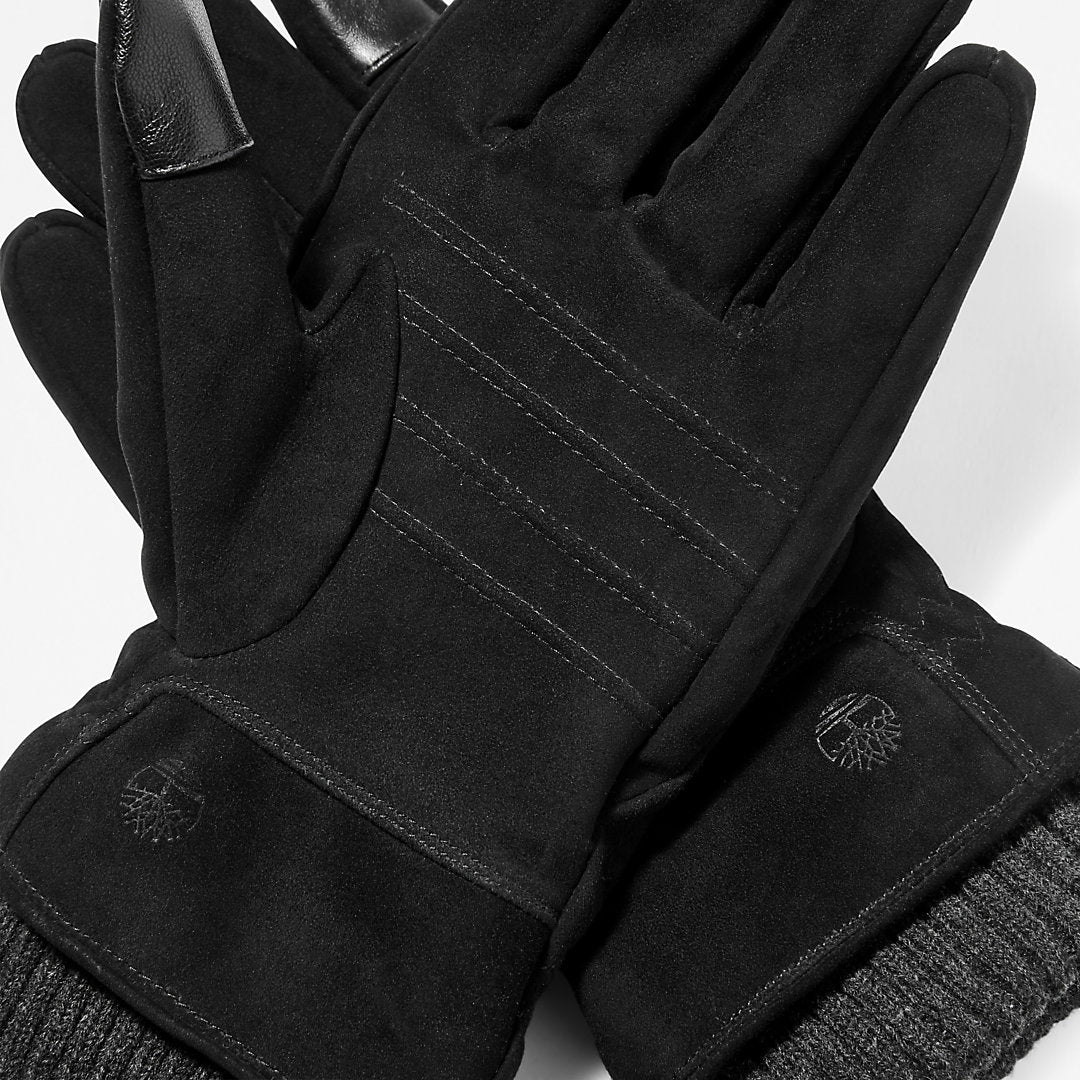 Timberland Trusted - Knit-cuff Leather Gloves for Men in Black