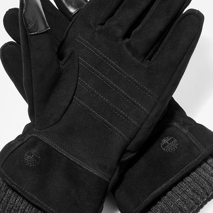 Timberland Trusted - Knit-cuff Leather Gloves for Men in Black