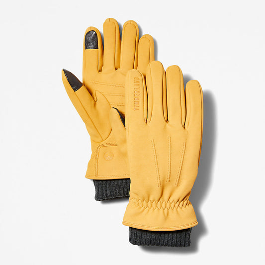 Timberland New - Knit-cuff Leather Gloves for Men in Yellow