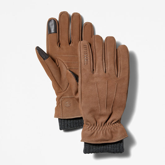 Timberland Special Offer - Knit-cuff Leather Gloves for Men in Brown