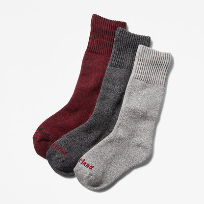 Timberland New - Three Pack Marled Crew Socks Gift Box for Women in Black