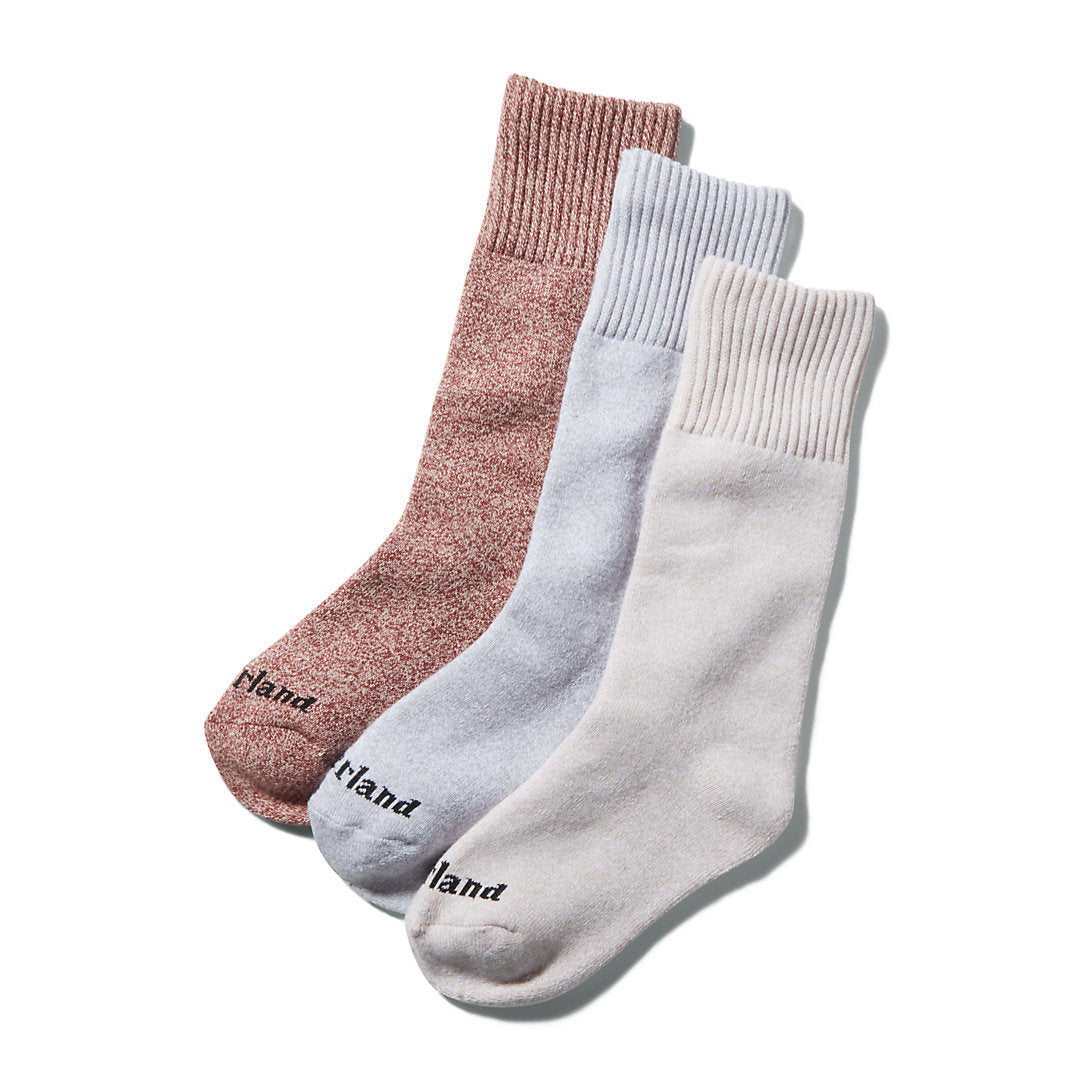 Timberland Best Seller - Three Pack Marled Crew Socks Gift Box for Women in Pink