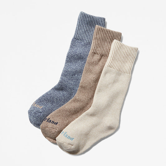 Timberland Recommended - Three Pack Marled Crew Socks Gift Box for Women in Beige