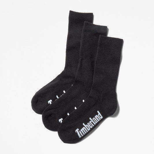 Timberland Everyday - Stratham 3-Pack Crew Sport Socks for Men in Black