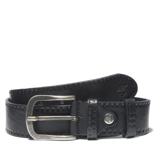 Timberland Recommended - Embossed Leather Belt for Men in Black