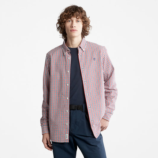 Timberland Premium - Seersucker Gingham Shirt for Men in Blue