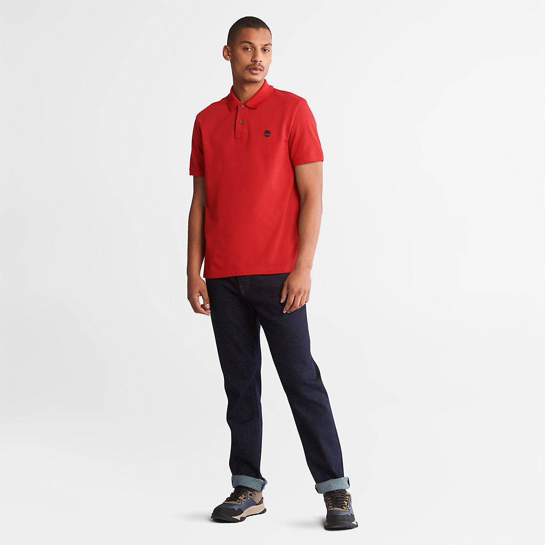 Timberland Essential - Millers River Pique Polo Shirt for Men in Red