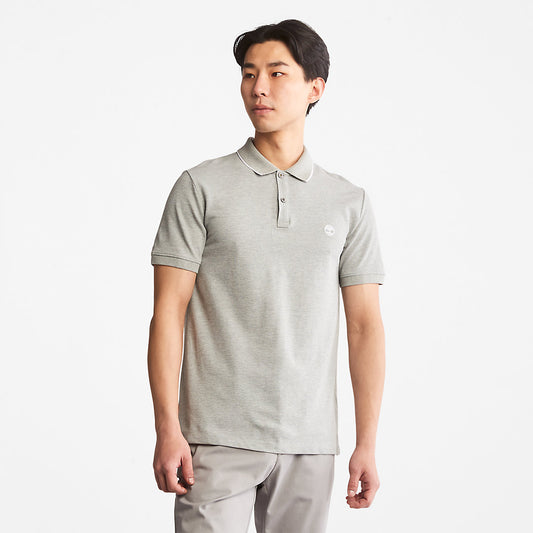 Timberland Premium - Millers River Print-Collar Polo Shirt for Men in Grey