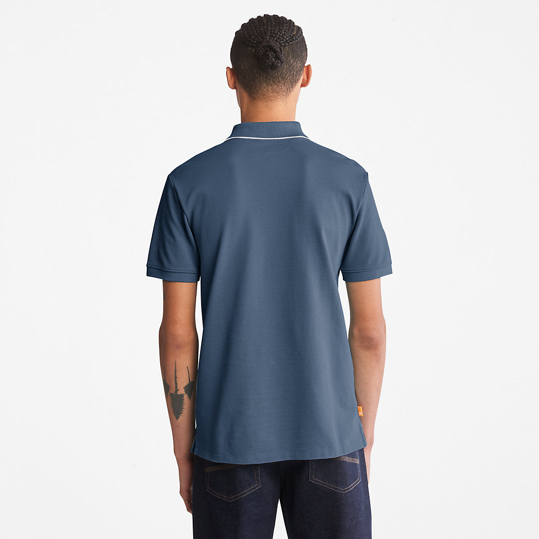 Timberland Trusted - Millers River Print-Collar Polo Shirt for Men in Blue