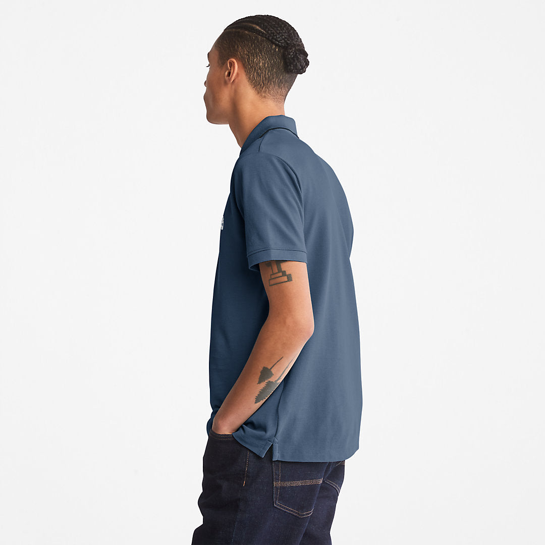 Timberland Trusted - Millers River Print-Collar Polo Shirt for Men in Blue