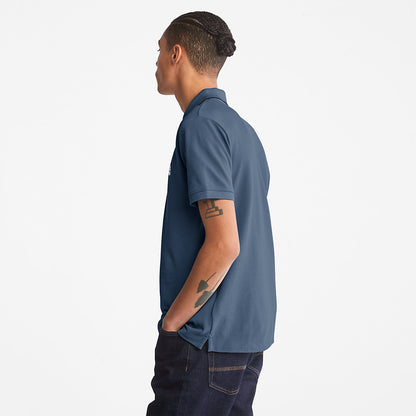 Timberland Trusted - Millers River Print-Collar Polo Shirt for Men in Blue