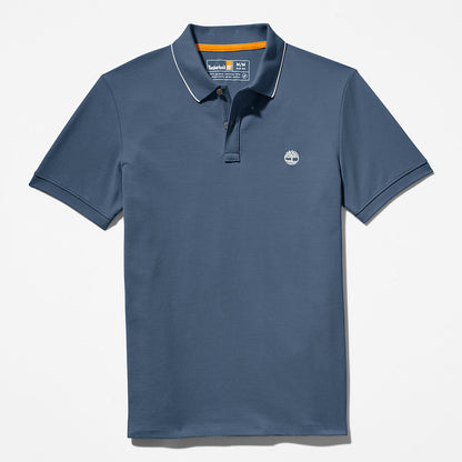 Timberland Trusted - Millers River Print-Collar Polo Shirt for Men in Blue