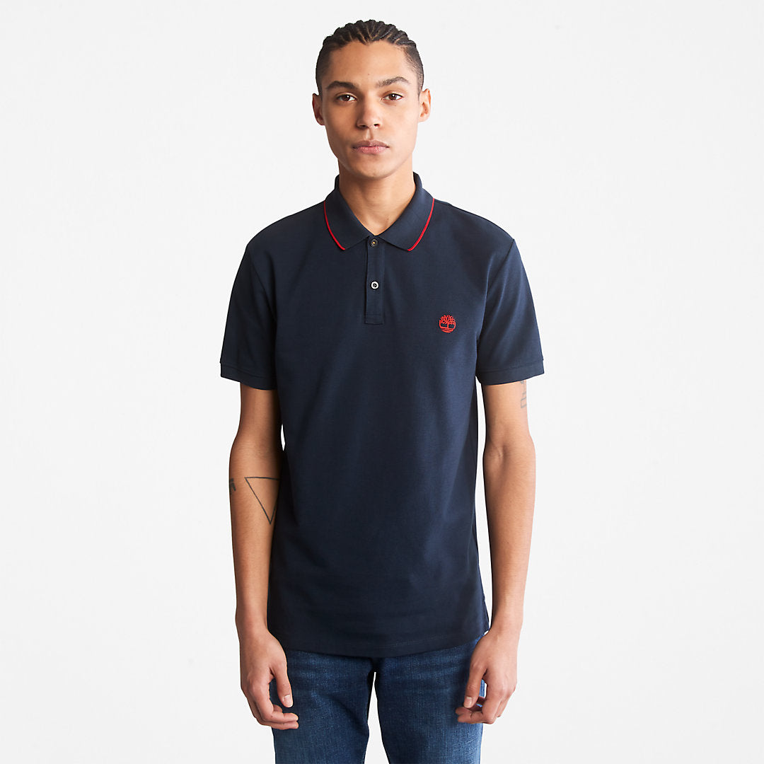 Timberland Featured - Millers River Print-Collar Polo Shirt for Men in Navy
