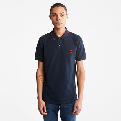 Timberland Featured - Millers River Print-Collar Polo Shirt for Men in Navy