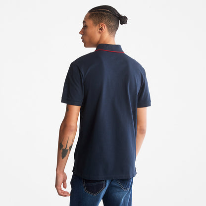 Timberland Featured - Millers River Print-Collar Polo Shirt for Men in Navy