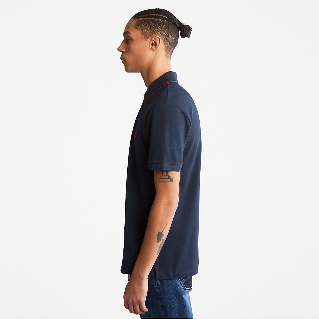 Timberland Featured - Millers River Print-Collar Polo Shirt for Men in Navy