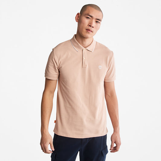 Timberland Trusted - Millers River Print-Collar Polo Shirt for Men in Light Pink