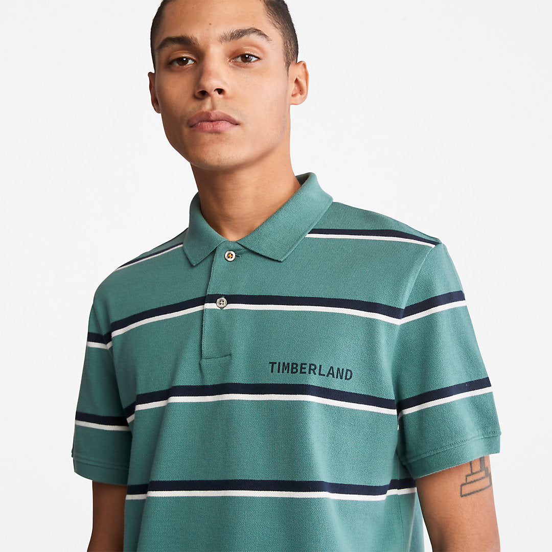 Timberland Top Pick - Zealand River Striped Polo Shirt for Men in Green