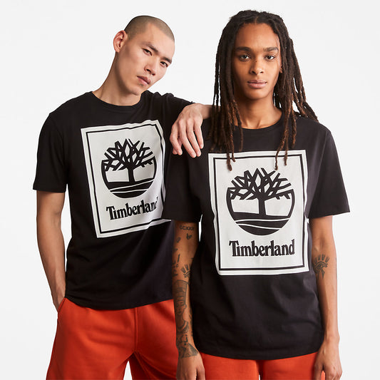 Timberland Trusted - Stack Logo T-Shirt for Men in Black/White