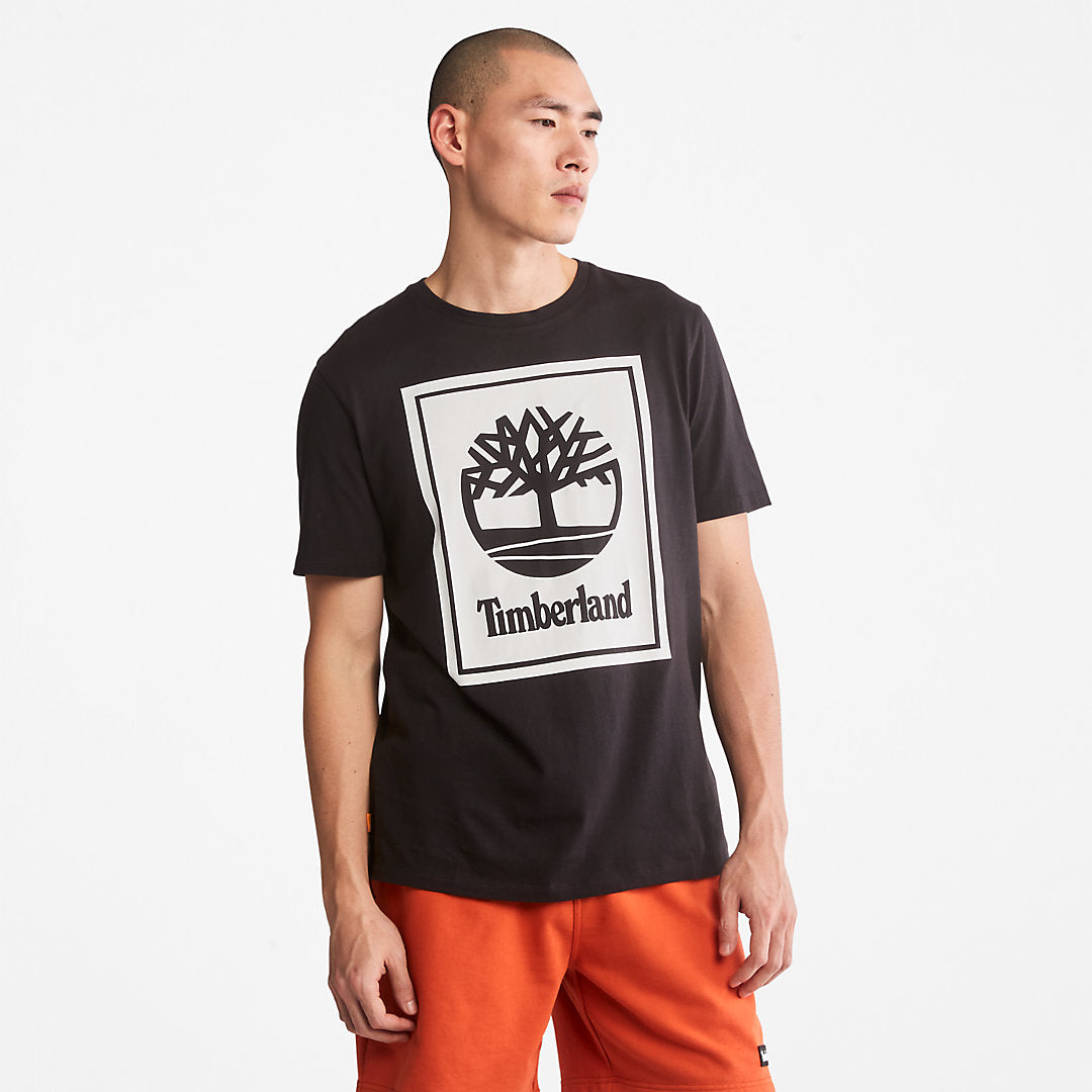 Timberland Trusted - Stack Logo T-Shirt for Men in Black/White