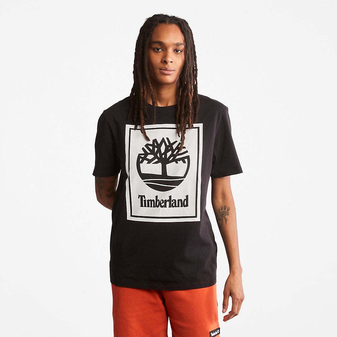 Timberland Trusted - Stack Logo T-Shirt for Men in Black/White