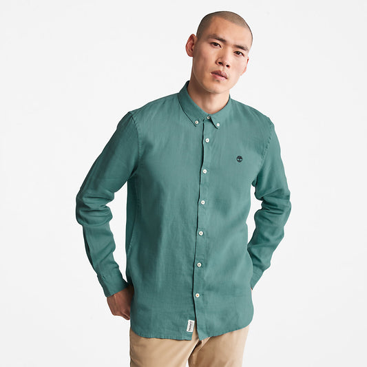 Timberland Popular - Mill River Slim-Fit Linen Shirt for Men in Teal