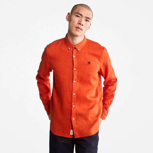 Timberland Top Pick - Mill River Slim-Fit Linen Shirt for Men in Orange