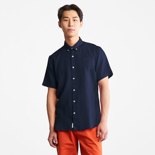 Timberland Hot Sale - Mill River Short-sleeve Linen Shirt for Men in Navy