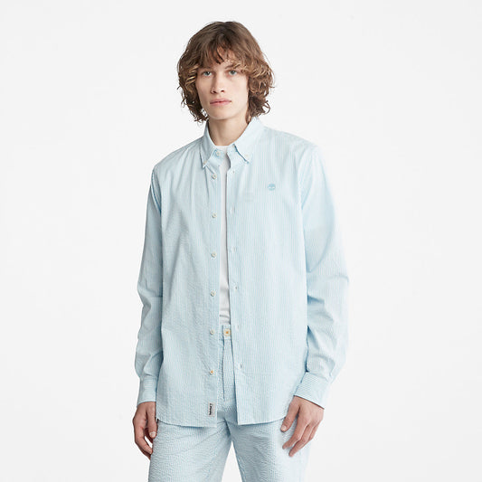 Timberland Latest - Striped Seersucker Shirt for Men in Blue