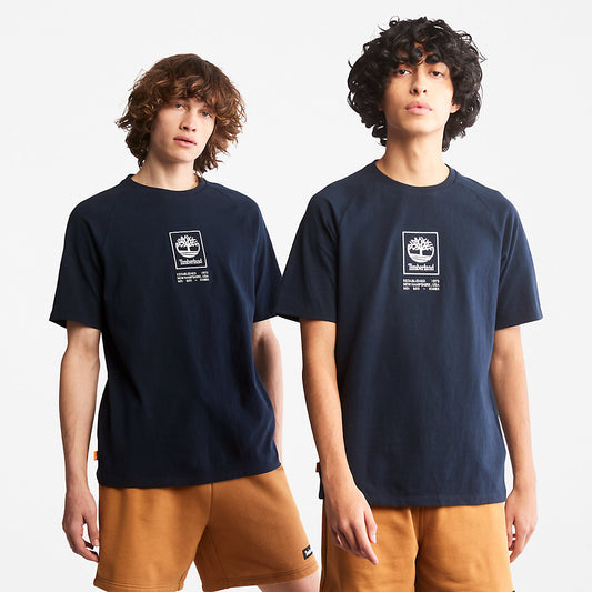 Timberland Popular - Stacked Logo T-shirt for All Gender in Navy