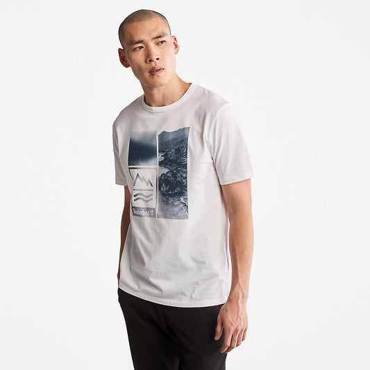 Timberland Best Seller - Mountains-to-Rivers Print T-Shirt for Men in White