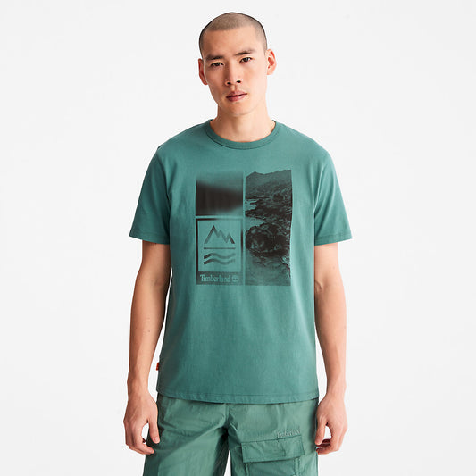 Timberland Discount - Mountains-to-Rivers Print T-Shirt for Men in Green