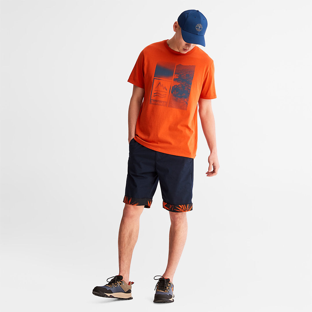 Timberland Classic - Mountains-to-Rivers Print T-Shirt for Men in Orange