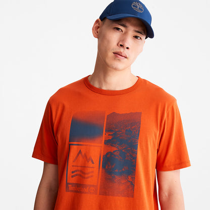 Timberland Classic - Mountains-to-Rivers Print T-Shirt for Men in Orange