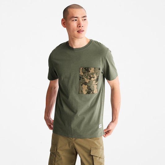 Timberland Signature - Outdoor Heritage Camo-Pocket T-Shirt for Men in Dark Green