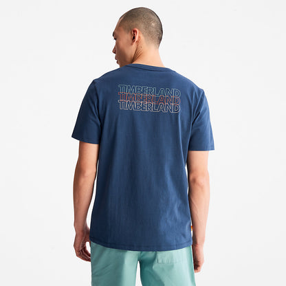 Timberland Sale - Outdoor Heritage Stacked-Logo T-Shirt for Men in Blue