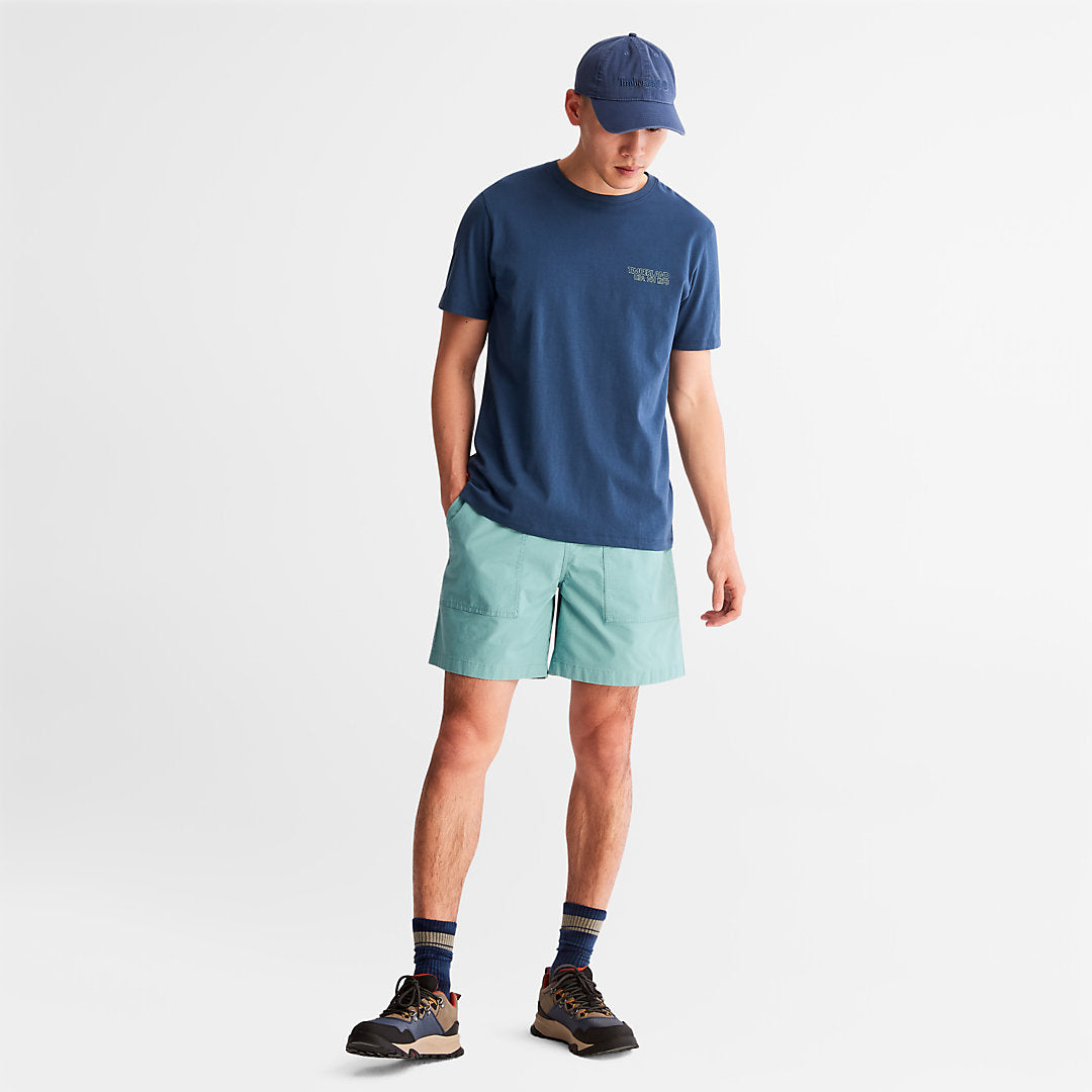 Timberland Sale - Outdoor Heritage Stacked-Logo T-Shirt for Men in Blue