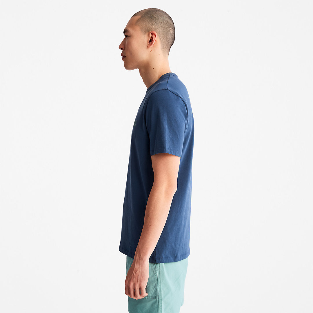 Timberland Sale - Outdoor Heritage Stacked-Logo T-Shirt for Men in Blue