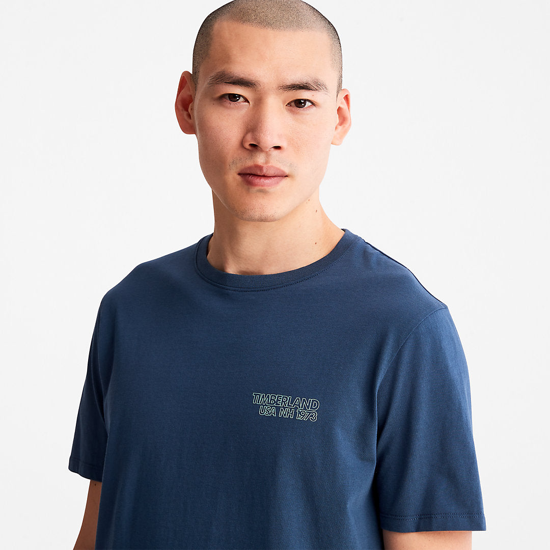 Timberland Sale - Outdoor Heritage Stacked-Logo T-Shirt for Men in Blue