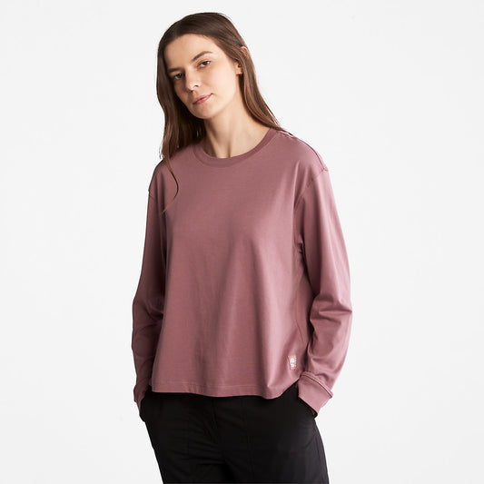 Timberland Customer Favorite - Anti-Odour Supima® Cotton Long-sleeved T-Shirt for Women in Dark Pink