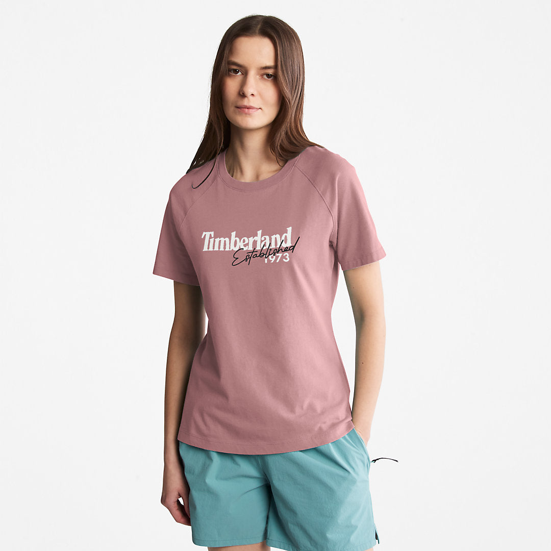 Timberland Trending - Raglan-sleeve Logo T-Shirt for Women in Pink