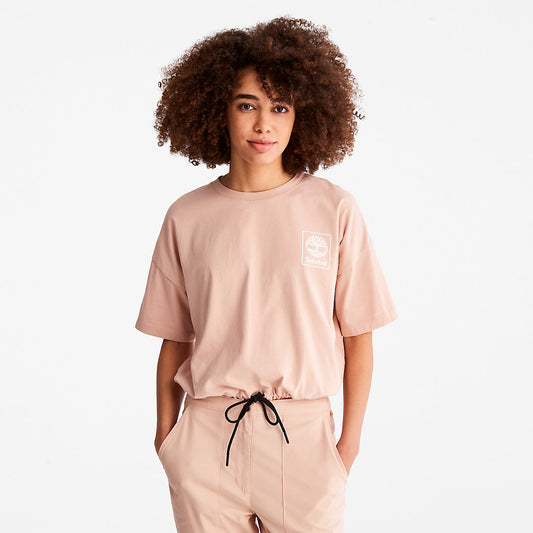 Timberland Latest - Cropped T-Shirt with Drawstring Hem for Women in Pink