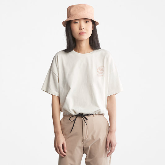 Timberland Special Offer - Cropped T-Shirt with Drawstring Hem for Women in White