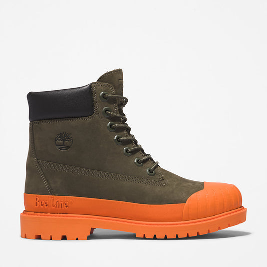 Timberland Recommended - Bee Line x Timberland® 6 Inch Rubber Toe Boot for Women in Dark Green/Orange