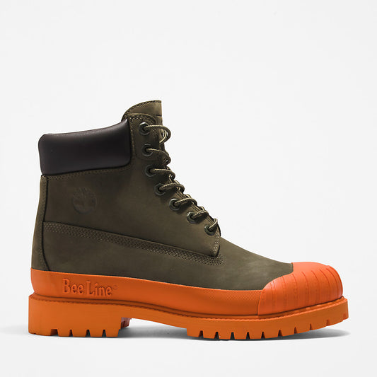 Timberland Special Offer - Bee Line x Timberland® 6 Inch Rubber Toe Boot for Men in Dark Green/Orange